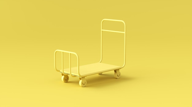 Foto abre el carrito de mano en fondo amarillo ilustración de renderización 3d de verano