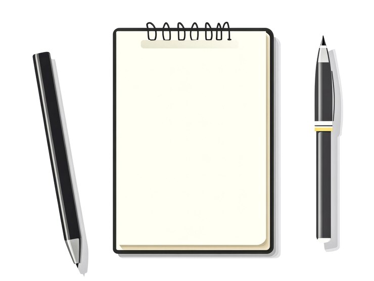 Abre el cuaderno con herramientas de escritura en el escritorio