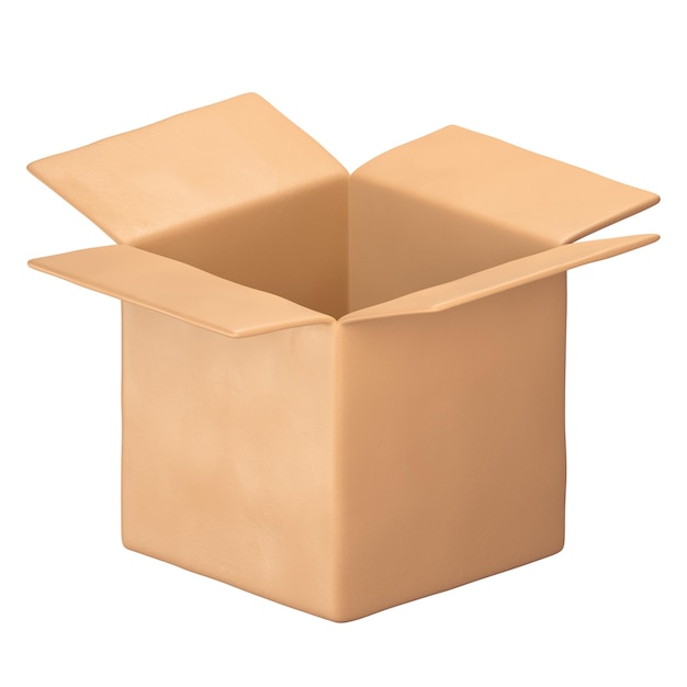 Abre el icono de la caja pegatina png diseño de textura de arcilla 3D fondo transparente