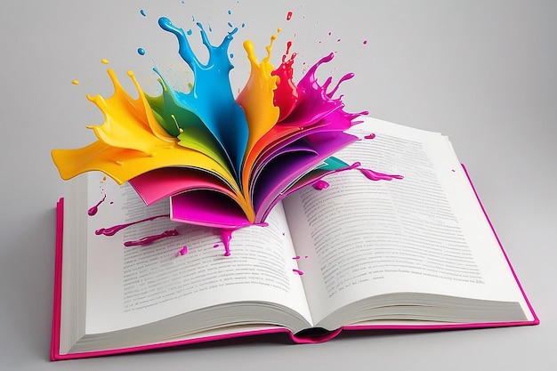 Abre el libro con salpicaduras de color Imagen para tu diseño
