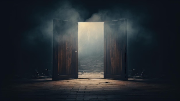 Abre la puerta en un estilo oscuro y misterioso IA generativa