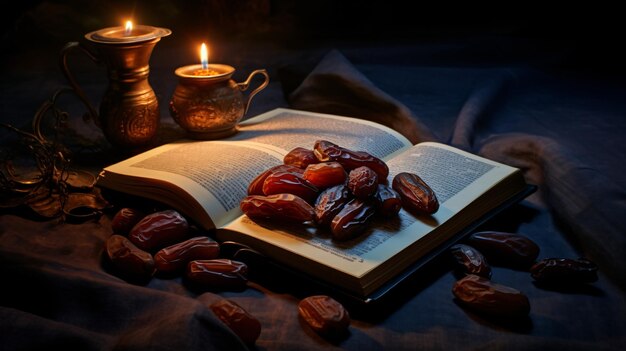 Abrido Corão perto de datas Conceito de Ramadã