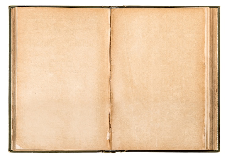 Foto abrir libro viejo papel usado aislado