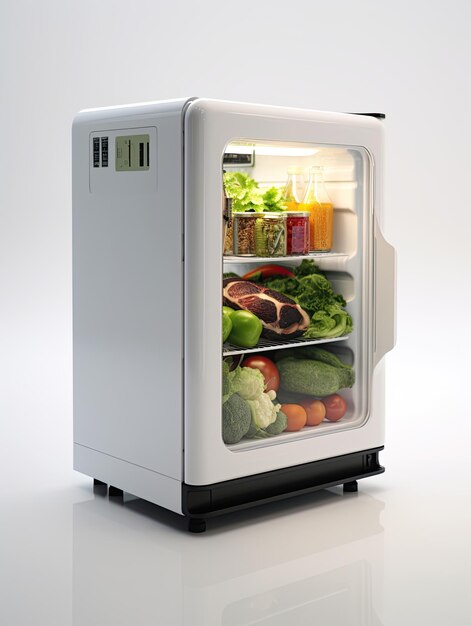 Abrir el refrigerador con productos frescos IA generativa