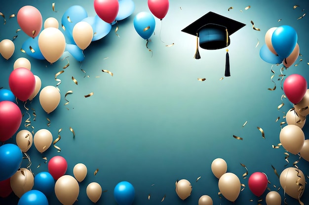 Foto abschluss-hintergründe feiern universitäten abschluss-zeremonie ballons und freude konfetti