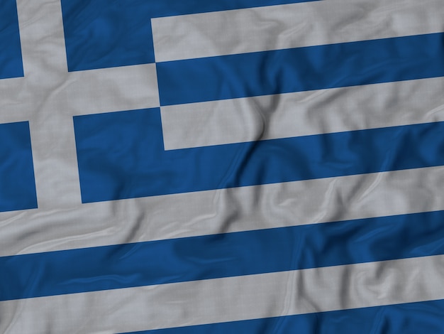 Abschluss oben der gekräuselten Griechenland-Flagge