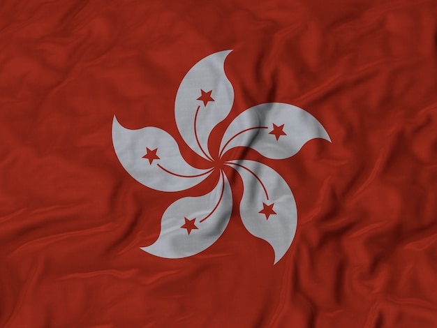 Abschluss oben der gekräuselten Hong Kong-Flagge