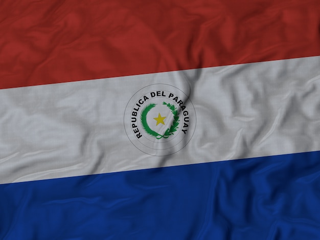 Abschluss oben der gekräuselten Paraguay-Flagge