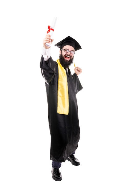 Absolvent mit einem Diplom in der Hand
