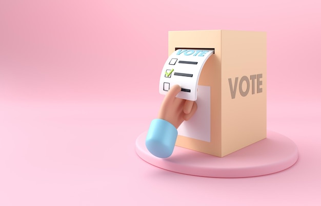 Abstimmung an der Wahlurne 3D-Illustration