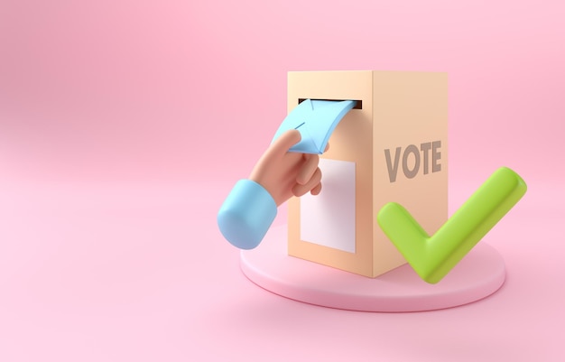 Abstimmung an der Wahlurne 3D-Illustration