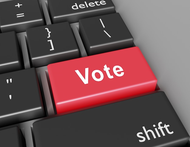 Abstimmungskonzept. Word Vote auf Knopf der Computertastatur