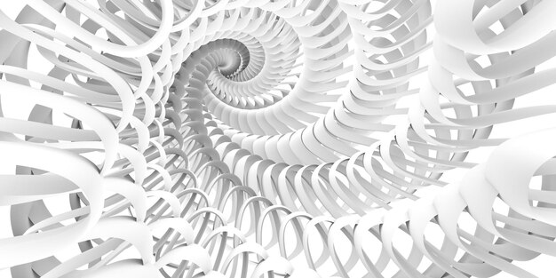 Abstração 3d branca minimalista ornamentada incomum ilustração 3d espiral