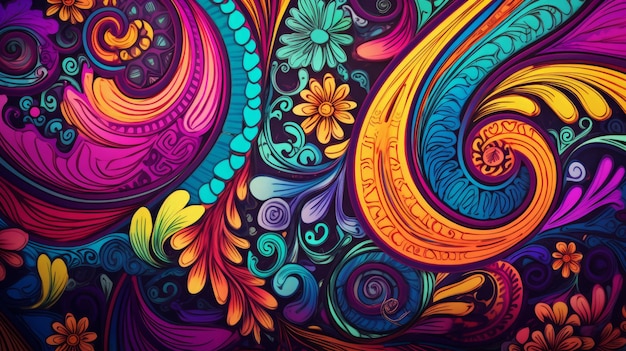 abstração de fundo de tecido com padrões indianos brilhantes coloridos