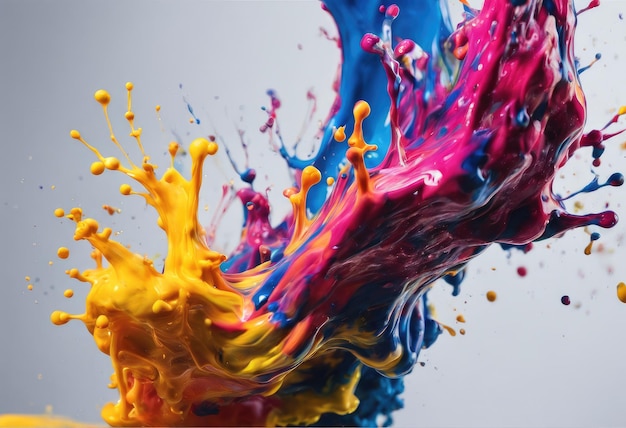 Abstração multicolor pintada com um pincel usando traços de óleo e pintura acrílica em um fundo claro