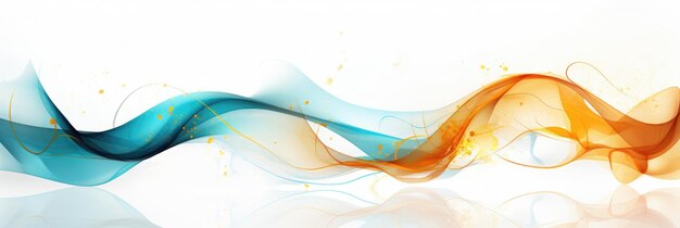Abstracción en acuarela de líneas onduladas y curvas de colores brillantes sobre un fondo blanco