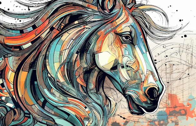 Foto abstracción de datos acuarela graffiti brillante textura caballo