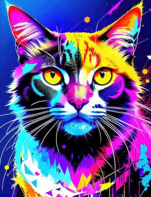 Abstracción de un gato pintado con pintura en spray IA generativa