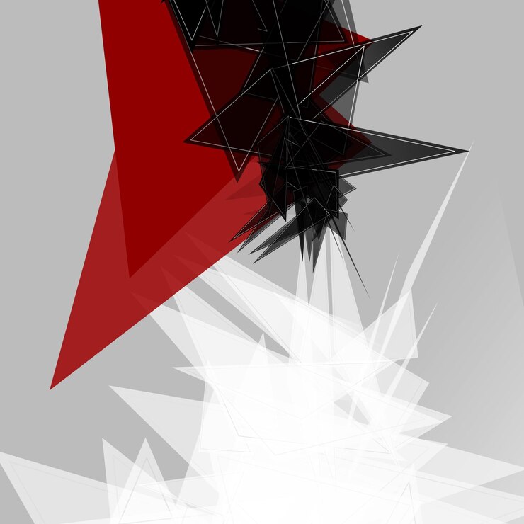 Foto abstracción geométrica en rojo y negro con formas angulares