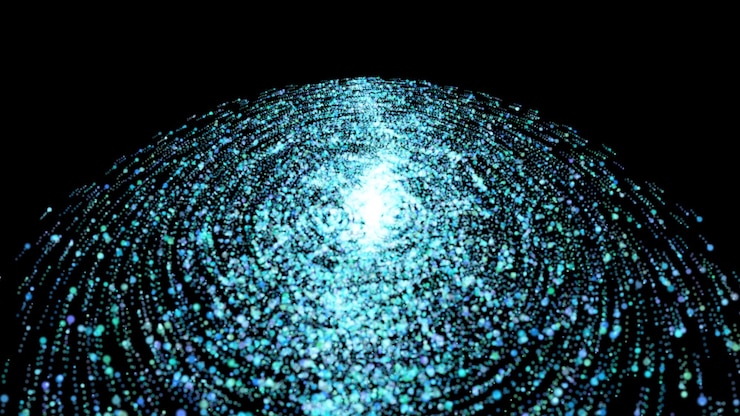 Foto abstracción de neón azul sobre un fondo negro