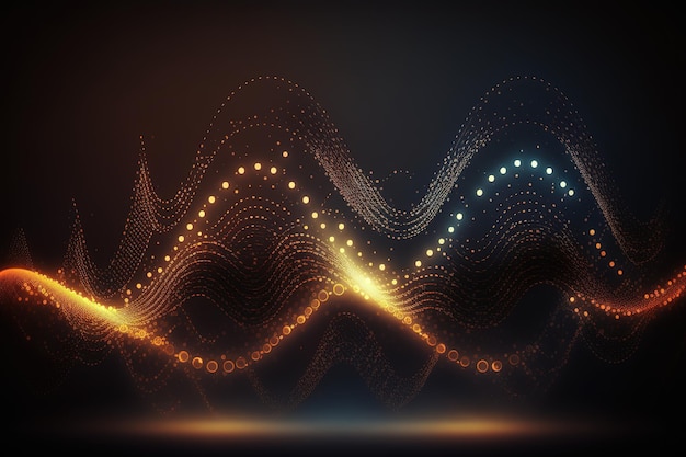 Abstracción de una onda de gradiente con puntos con partículas luminosasIA generativa