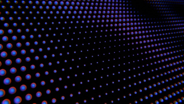 Abstract 3D-Gradient-Punkte-Muster beleuchtete blaue Kugeln auf dunklem Hintergrund