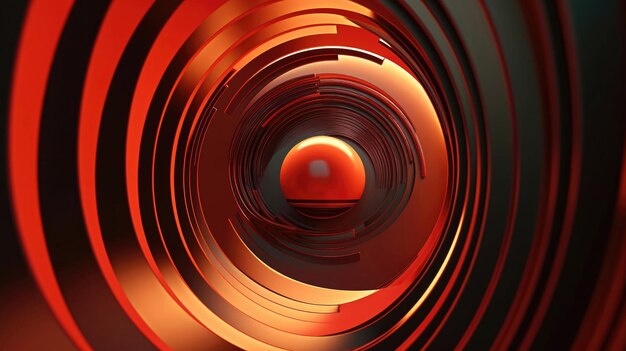 Foto abstract 3d motion vibrant red ball em preto e laranja tunnel de luz com círculo de luz no centro