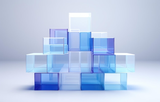Abstract 3D-Rendering von Würfeln mit blauem Hintergrund Perspektive