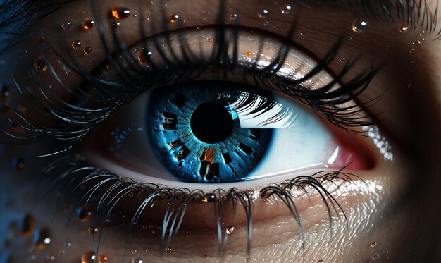 Abstract 3D-Technologie, die gesunde Augen einer schönen Frau darstellt