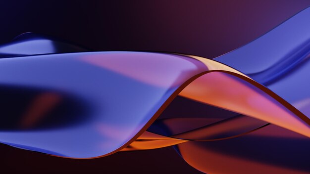 Abstract 3D Wavy Navy Orange Glas Hintergrund