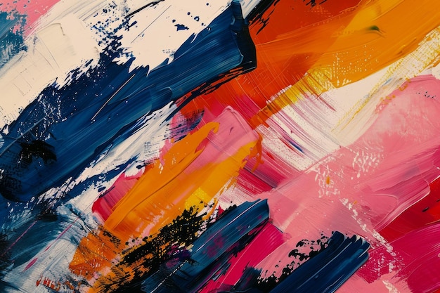 Abstract Acrílico e pintura a óleo Pincel traços em tela fundo artístico vibrante com colorido