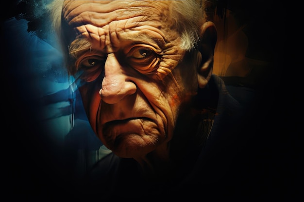 Abstract Artistic Graphic Old Man Portrait Doença de Alzheimer