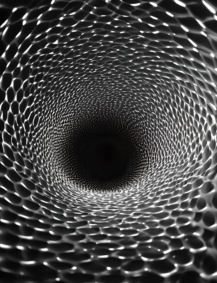 Foto abstract black hole tunnel in honeycomb design seo-freundliche hochwertige tapeten für hintergründe