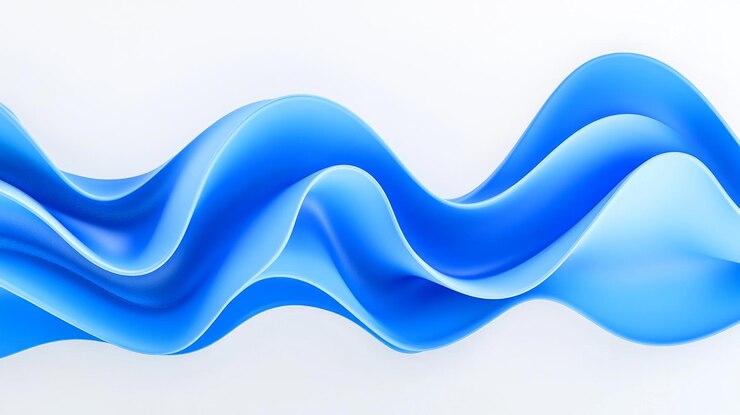 Foto abstract blaue wellenbänder auf weißem hintergrund
