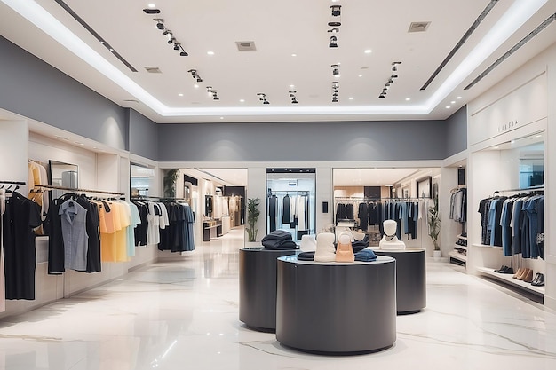 Abstract blur roupas boutique exibição interior de um shopping centro de fundo