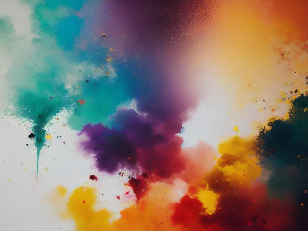 Foto abstract color powder and watercolor splash em fundo branco