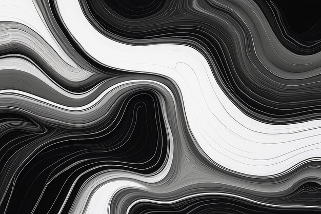 Abstract Contour Topographic Line Pattern em preto e branco