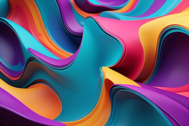Abstract cores vibrantes fluxo ondulado 3d renderizado ilustração fundo scifi fundo futurista