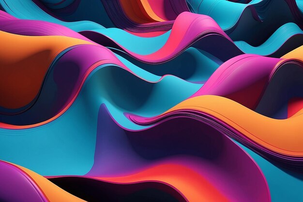 Abstract cores vibrantes fluxo ondulado 3d renderizado ilustração fundo scifi fundo futurista