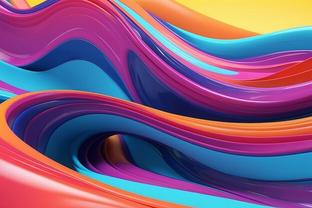 Abstract cores vibrantes fluxo ondulado 3d renderizado ilustração fundo scifi fundo futurista