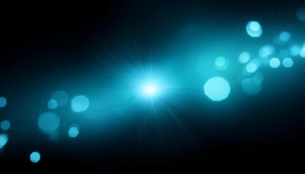 abstract cyan lente flare en fondo negro bokeh luces desenfocadas y superposición de sombras