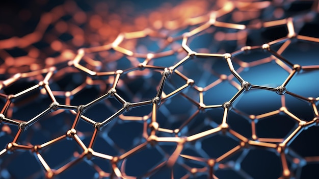 Abstract d futuristisches molekulares goldenes Netz.