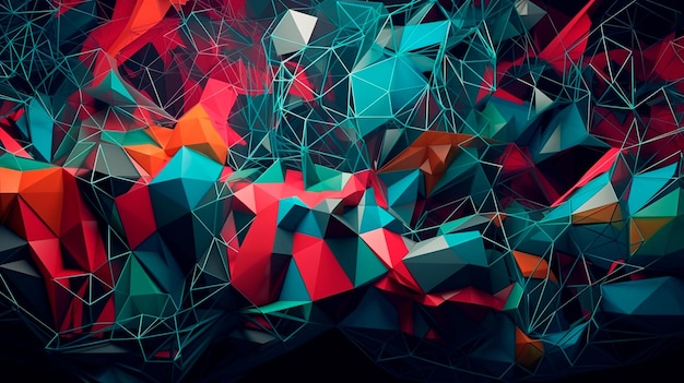 Abstract Delaunay Voronoi trianglify ilustração de fundo Generative AI