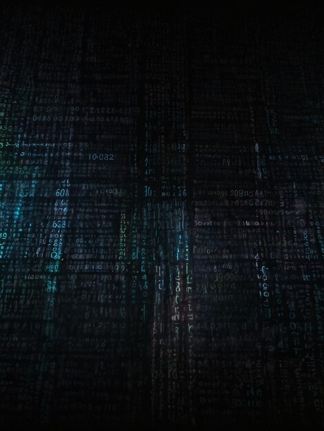 Abstract Digital Code Matrix Background with Complex Data Streams Representing Cybersecurity Data Analysis and Advanced Technology in a Futuristic Virtual Environment (Matriz de código digital com fluxos de dados complexos representando análise de dados de cibersegurança e tecnologia avançada em um ambiente virtual futurista)