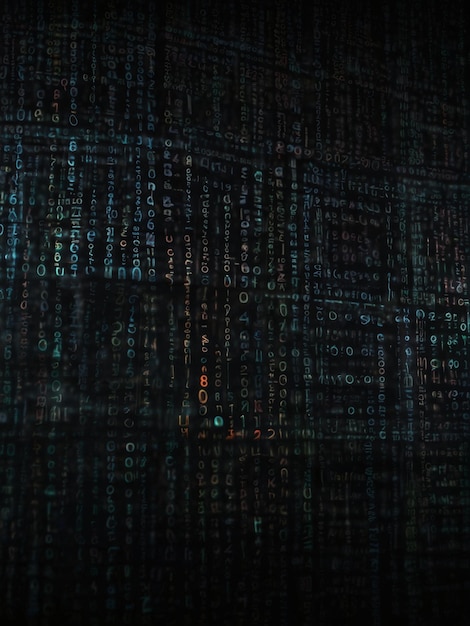 Abstract Digital Code Matrix Background with Complex Data Streams Representing Cybersecurity Data Analysis and Advanced Technology in a Futuristic Virtual Environment (Matriz de código digital com fluxos de dados complexos representando análise de dados de cibersegurança e tecnologia avançada em um ambiente virtual futurista)