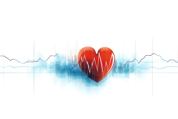 Abstract EKG Pulsmonitor mit Herz auf weißem Hintergrund Illustration AI generative