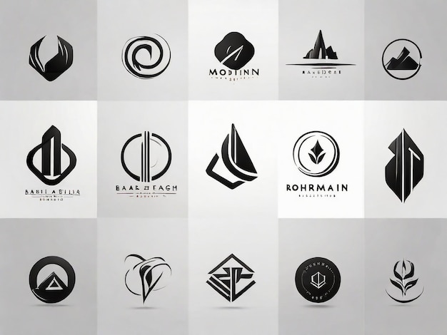 Abstract Element Logo Set Vektor isoliert auf grau Abstract Element logo für Unternehmen und Geschäft Symbol Tech Icon und Element Design kreative Ikonen für Corporate Logo Abstract Moderne Vorlage