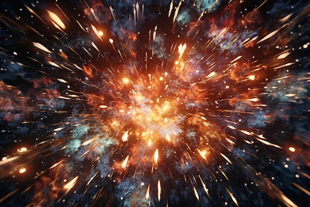 Abstract Explosão de fogos de artifício de Ano Novo em um vibran 00016 02