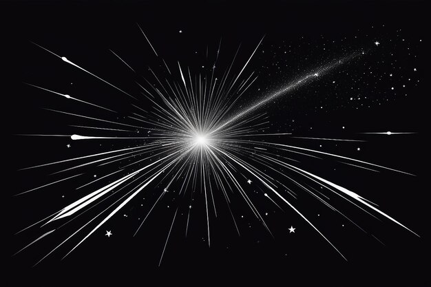 Abstract Falling Star Vector Schwarzer Fallender Stern mit eleganter Sternspur auf weißem Hintergrund Meteoroid Komet Asteroid Sterne