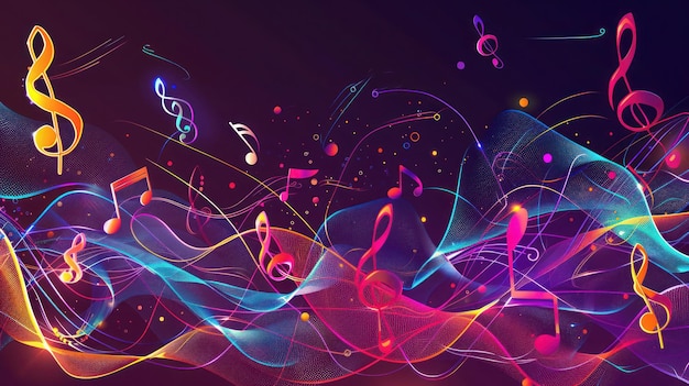 Abstract Farbiger musikalischer Hintergrund mit Noten